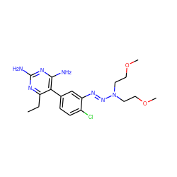 CCc1nc(N)nc(N)c1-c1ccc(Cl)c(/N=N/N(CCOC)CCOC)c1 ZINC000018096345