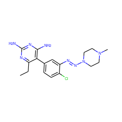 CCc1nc(N)nc(N)c1-c1ccc(Cl)c(/N=N/N2CCN(C)CC2)c1 ZINC000005886878