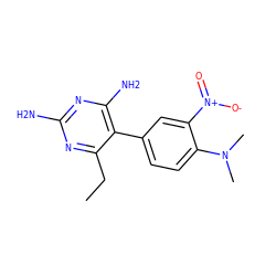 CCc1nc(N)nc(N)c1-c1ccc(N(C)C)c([N+](=O)[O-])c1 ZINC000026494866