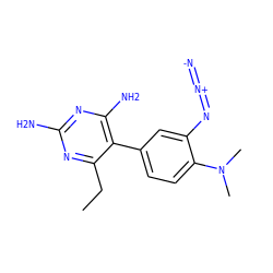 CCc1nc(N)nc(N)c1-c1ccc(N(C)C)c(N=[N+]=[N-])c1 ZINC000016942585