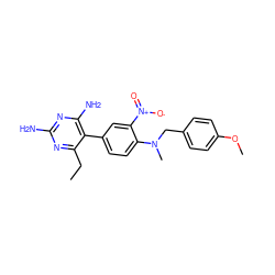 CCc1nc(N)nc(N)c1-c1ccc(N(C)Cc2ccc(OC)cc2)c([N+](=O)[O-])c1 ZINC000026497562