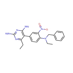 CCc1nc(N)nc(N)c1-c1ccc(N(CC)Cc2ccccc2)c([N+](=O)[O-])c1 ZINC000005115147