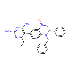 CCc1nc(N)nc(N)c1-c1ccc(N(Cc2ccccc2)Cc2ccccc2)c([N+](=O)[O-])c1 ZINC000026503070