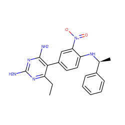 CCc1nc(N)nc(N)c1-c1ccc(N[C@@H](C)c2ccccc2)c([N+](=O)[O-])c1 ZINC000005479497