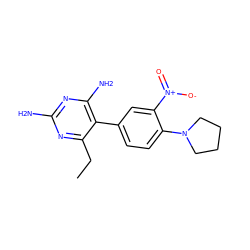 CCc1nc(N)nc(N)c1-c1ccc(N2CCCC2)c([N+](=O)[O-])c1 ZINC000026503487