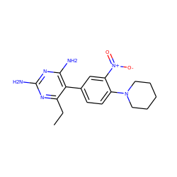 CCc1nc(N)nc(N)c1-c1ccc(N2CCCCC2)c([N+](=O)[O-])c1 ZINC000005386671