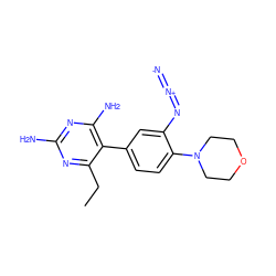 CCc1nc(N)nc(N)c1-c1ccc(N2CCOCC2)c(N=[N+]=[N-])c1 ZINC000017142913