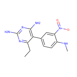 CCc1nc(N)nc(N)c1-c1ccc(NC)c([N+](=O)[O-])c1 ZINC000005479493