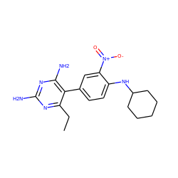 CCc1nc(N)nc(N)c1-c1ccc(NC2CCCCC2)c([N+](=O)[O-])c1 ZINC000005479328