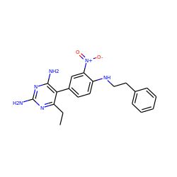 CCc1nc(N)nc(N)c1-c1ccc(NCCc2ccccc2)c([N+](=O)[O-])c1 ZINC000005479500