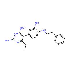 CCc1nc(N)nc(N)c1-c1ccc(NCCc2ccccc2)c(N)c1 ZINC000001591453