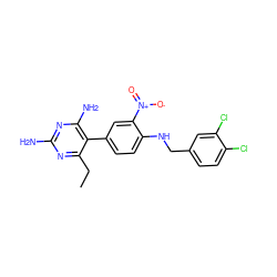 CCc1nc(N)nc(N)c1-c1ccc(NCc2ccc(Cl)c(Cl)c2)c([N+](=O)[O-])c1 ZINC000003787617