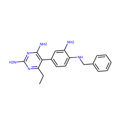 CCc1nc(N)nc(N)c1-c1ccc(NCc2ccccc2)c(N)c1 ZINC000026504056