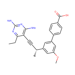 CCc1nc(N)nc(N)c1C#C[C@@H](C)c1cc(OC)cc(-c2ccc(C(=O)O)cc2)c1 ZINC000653838798