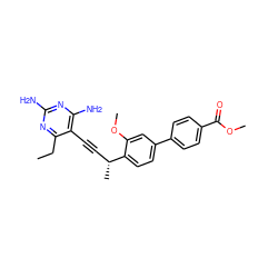 CCc1nc(N)nc(N)c1C#C[C@@H](C)c1ccc(-c2ccc(C(=O)OC)cc2)cc1OC ZINC000169308640