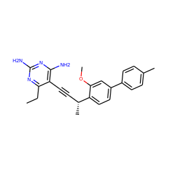 CCc1nc(N)nc(N)c1C#C[C@@H](C)c1ccc(-c2ccc(C)cc2)cc1OC ZINC000169307128