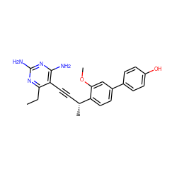 CCc1nc(N)nc(N)c1C#C[C@@H](C)c1ccc(-c2ccc(O)cc2)cc1OC ZINC000169307126