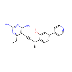 CCc1nc(N)nc(N)c1C#C[C@@H](C)c1ccc(-c2ccncc2)cc1OC ZINC000169307123