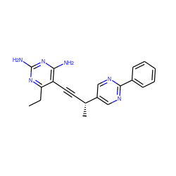 CCc1nc(N)nc(N)c1C#C[C@@H](C)c1cnc(-c2ccccc2)nc1 ZINC000169308654