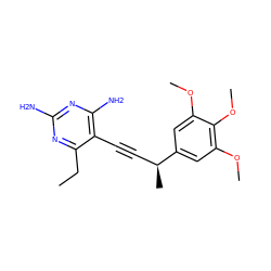 CCc1nc(N)nc(N)c1C#C[C@H](C)c1cc(OC)c(OC)c(OC)c1 ZINC000045286795