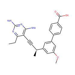 CCc1nc(N)nc(N)c1C#C[C@H](C)c1cc(OC)cc(-c2ccc(C(=O)O)cc2)c1 ZINC000653838797