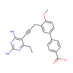 CCc1nc(N)nc(N)c1C#CCc1cc(-c2ccc(C(=O)O)cc2)ccc1OC ZINC000584905708