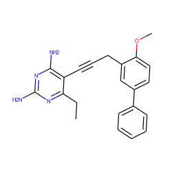 CCc1nc(N)nc(N)c1C#CCc1cc(-c2ccccc2)ccc1OC ZINC000064528196