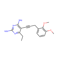 CCc1nc(N)nc(N)c1C#CCc1cccc(OC)c1OC ZINC000040421806