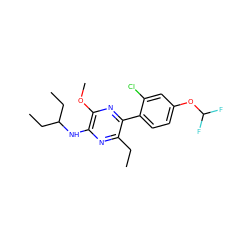 CCc1nc(NC(CC)CC)c(OC)nc1-c1ccc(OC(F)F)cc1Cl ZINC000072176232