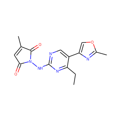 CCc1nc(NN2C(=O)C=C(C)C2=O)ncc1-c1coc(C)n1 ZINC000299834464