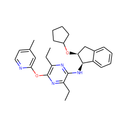 CCc1nc(Oc2cc(C)ccn2)c(CC)nc1N[C@@H]1c2ccccc2C[C@@H]1OC1CCCC1 ZINC000028956451