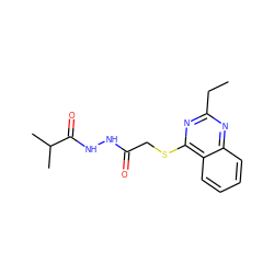 CCc1nc(SCC(=O)NNC(=O)C(C)C)c2ccccc2n1 ZINC000004217179