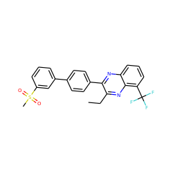 CCc1nc2c(C(F)(F)F)cccc2nc1-c1ccc(-c2cccc(S(C)(=O)=O)c2)cc1 ZINC000049066510