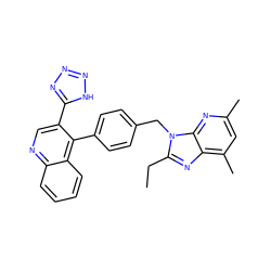 CCc1nc2c(C)cc(C)nc2n1Cc1ccc(-c2c(-c3nnn[nH]3)cnc3ccccc23)cc1 ZINC000013560846