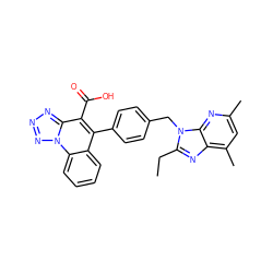 CCc1nc2c(C)cc(C)nc2n1Cc1ccc(-c2c(C(=O)O)c3nnnn3c3ccccc23)cc1 ZINC000013560858