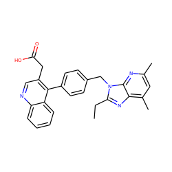 CCc1nc2c(C)cc(C)nc2n1Cc1ccc(-c2c(CC(=O)O)cnc3ccccc23)cc1 ZINC000013560854