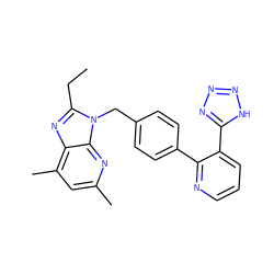 CCc1nc2c(C)cc(C)nc2n1Cc1ccc(-c2ncccc2-c2nnn[nH]2)cc1 ZINC000013560843