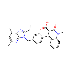 CCc1nc2c(C)cc(C)nc2n1Cc1ccc(C2=C3C=CC=C[C@@H]3N(C)C(=O)[C@@H]2C(=O)O)cc1 ZINC000026575658