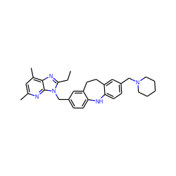 CCc1nc2c(C)cc(C)nc2n1Cc1ccc2c(c1)CCc1cc(CN3CCCCC3)ccc1N2 ZINC000653813456