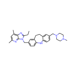 CCc1nc2c(C)cc(C)nc2n1Cc1ccc2c(c1)CCc1cc(CN3CCN(C)CC3)ccc1N2 ZINC000034038430