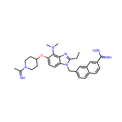 CCc1nc2c(N(C)C)c(OC3CCN(C(C)=N)CC3)ccc2n1Cc1ccc2ccc(C(=N)N)cc2c1 ZINC000013441134