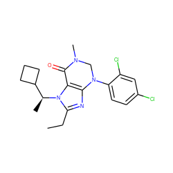 CCc1nc2c(n1[C@@H](C)C1CCC1)C(=O)N(C)CN2c1ccc(Cl)cc1Cl ZINC000013582814