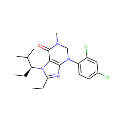 CCc1nc2c(n1[C@@H](CC)C(C)C)C(=O)N(C)CN2c1ccc(Cl)cc1Cl ZINC000013582798