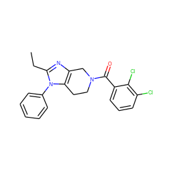 CCc1nc2c(n1-c1ccccc1)CCN(C(=O)c1cccc(Cl)c1Cl)C2 ZINC000225968005