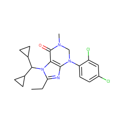 CCc1nc2c(n1C(C1CC1)C1CC1)C(=O)N(C)CN2c1ccc(Cl)cc1Cl ZINC000003821128