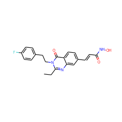 CCc1nc2cc(/C=C/C(=O)NO)ccc2c(=O)n1CCc1ccc(F)cc1 ZINC000096934296