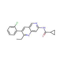 CCc1nc2cc(NC(=O)C3CC3)ncc2cc1-c1ccccc1Cl ZINC000169700087