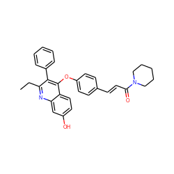 CCc1nc2cc(O)ccc2c(Oc2ccc(/C=C/C(=O)N3CCCCC3)cc2)c1-c1ccccc1 ZINC000013641235