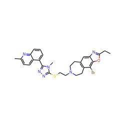 CCc1nc2cc3c(c(Br)c2o1)CCN(CCSc1nnc(-c2cccc4nc(C)ccc24)n1C)CC3 ZINC000029127127