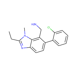 CCc1nc2ccc(-c3ccccc3Cl)c(CN)c2n1C ZINC000029124709